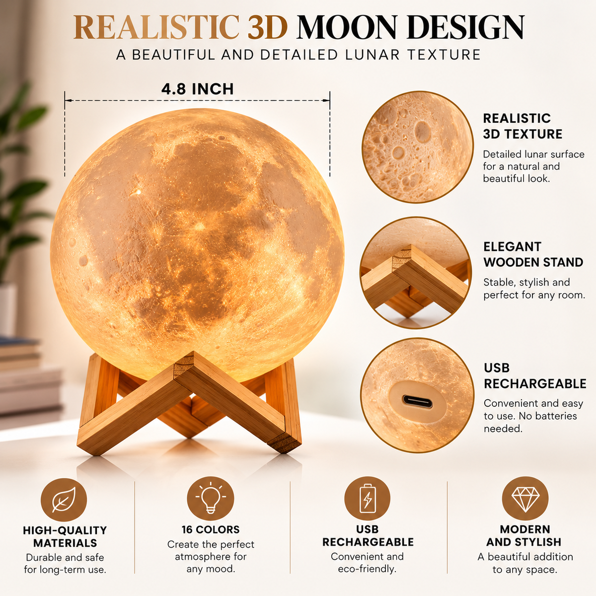 BUKRAG MoonGlow™ – 3D Moon Lamp