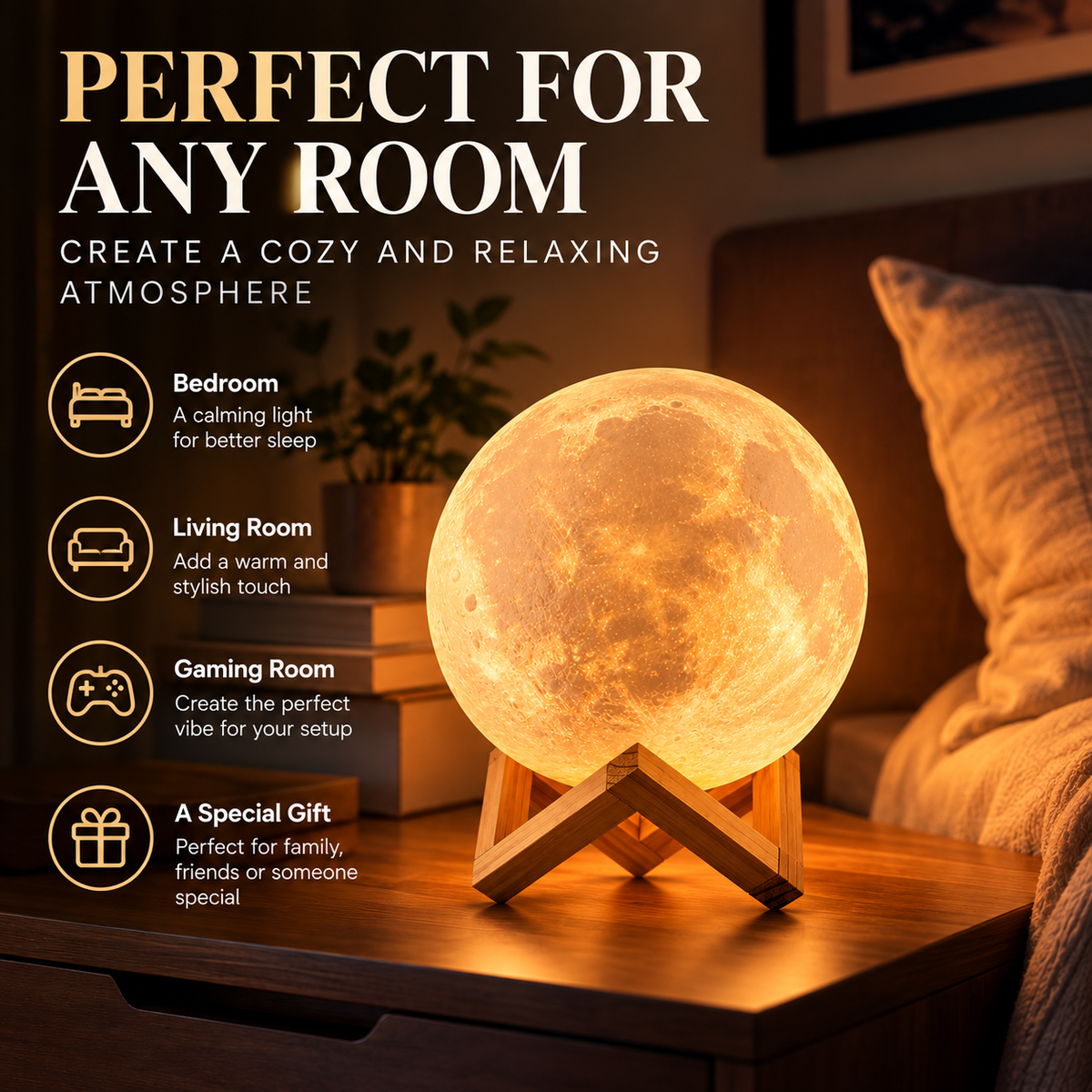BUKRAG MoonGlow™ – 3D Moon Lamp